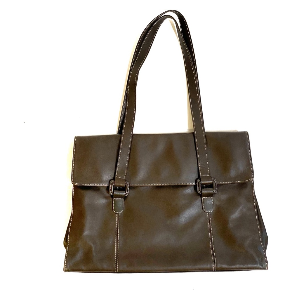 Tignanello Leather Briefcase Purse Tote Laptop Bag